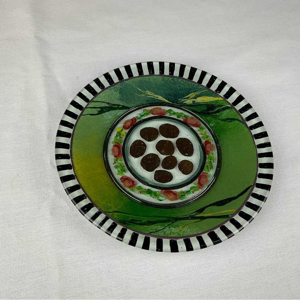 MacKenzie-Childs Green and Black Dinner Plate